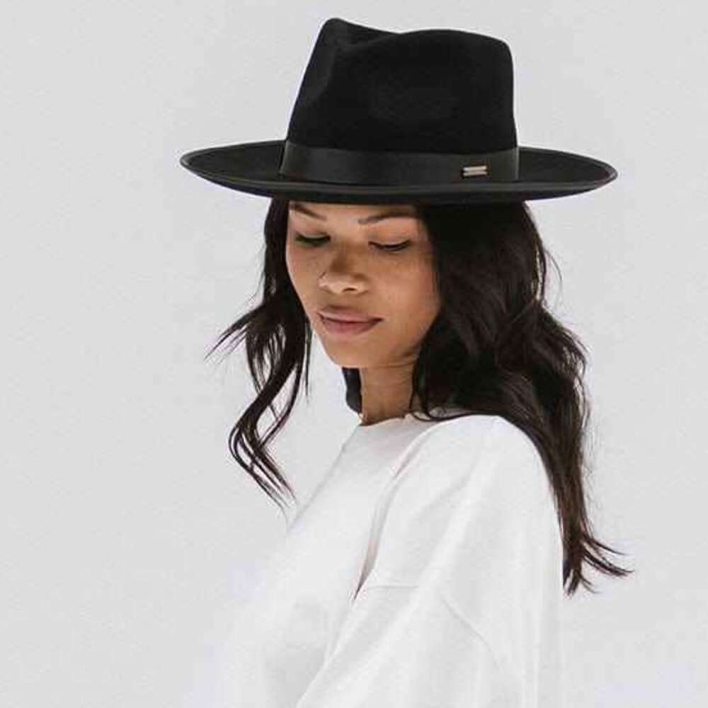 GiGi PIP Monroe Rancher Fedora Hat Black X Small 55 cm